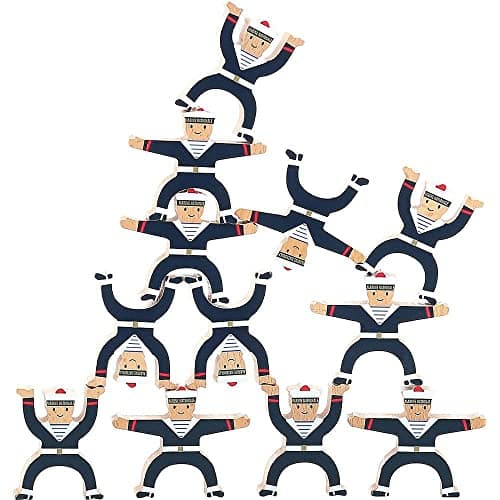 Image of Vilac - Acrobat Sailors Wooden Balance Game, Children's Toys, Games for Kids, 12 Pieces, Unisex