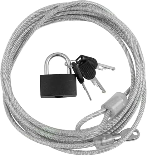 Image of LUCKORA Long 3M Heavy Duty Steel Security Cable with Vinyl Coating & Padlock | Anti-Theft Lock for Bike, Car, Trailer, Gate, Outdoor Equipment, Luggage & More | Comes with 3 Keys