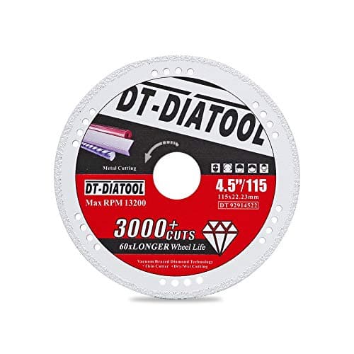 Image of DT-DIATOOL Diamond Metal Cutting Disc 4.5 Inch / 115 x 22.23mm Cut-Off Wheel for Steel Tube Iron Rebar