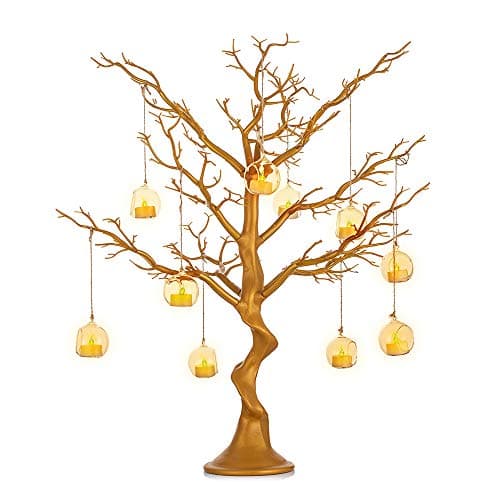 Image of Nuptio Gold Tree Easter Trees - 76cm Tall Fake Christmas Trees Indoor Ornament Display Manzanita Halloween Outdoor Wedding Centerpieces for Tables Living Room Birthday Party Decorations