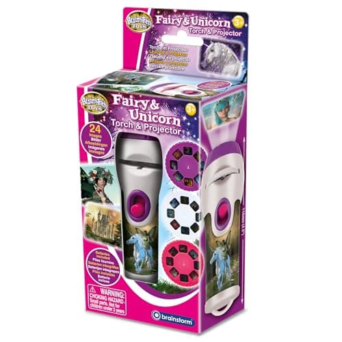 Image of Brainstorm TOYS STEM Fairy & Unicorn Torch and Projector – 24 Fantasy Images, Projects Clear Magical Pictures Up to 1m Wide, Interactive Kids Flashlight Toy