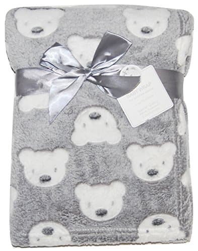 Image of Baby Boy Girl Unisex Soft Fleece Wrap Blanket Pram Cot Crib Moses Basket Grey Teddy