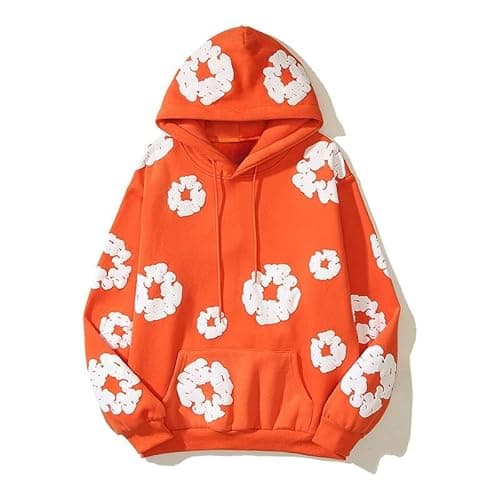 Image of Sudiup Y2K Hoodie Men's Hoodie Women's Casual Retro Large Hoodie Harajuku Jacket, Orange, Large
