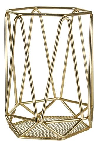 Image of Premier Housewares 507569 Vertex Utensil Holder - Gold Plated, 12 x 12 x 16 cm