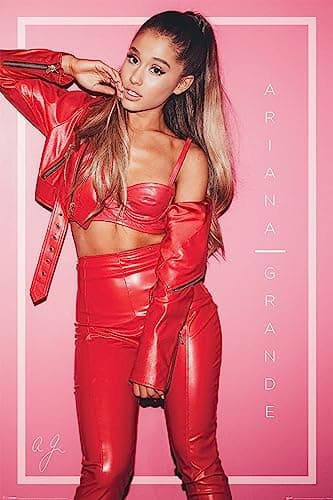Image of Grindstore Laminated Ariana Grande Red Maxi Poster Large Wall Art Print, Wall Decor, Home Office Classroom Decoration, Gift Idea, Decorative Print 91.5x61cm