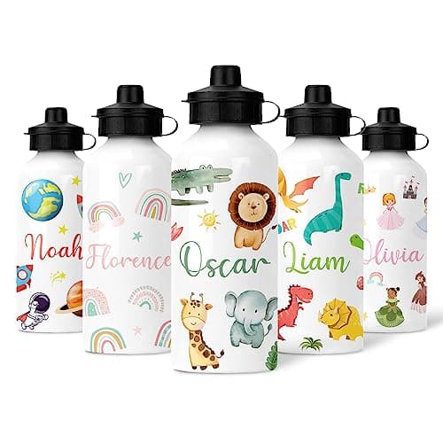 Image of Personalised Kids Water Bottle, Add A Name, Choose A Design | Nusery Bottle, School Bottle, Custom Childrens Bottle, Boys & Girls