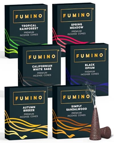 Image of Incense Cones Fumino Fresh Multipack Essentials Bundle 6 Boxes 90 Pieces Masala Agarbatti Joss Fragrance for Relaxation and Meditation, Home and House Decor Scent
