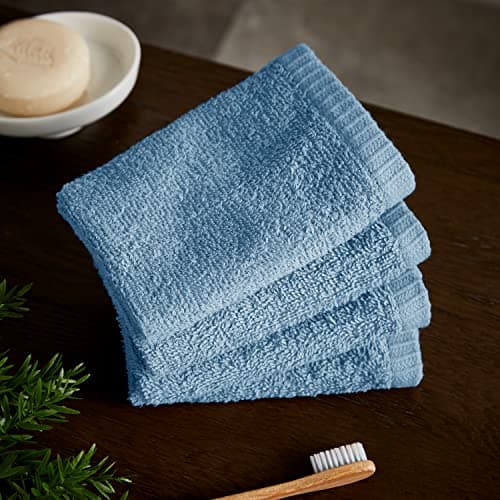 Image of Catherine Lansfield Quick Dry Cotton Face Cloth 4 Pack Blue