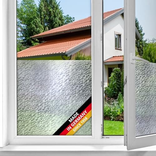 Image of d-c-fix window film privacy Snow – 45cm x 2m – self adhesive vinyl films for glass windows with a modern fog pattern – opaque, frosted, decorative for bathroom, home & kitchen