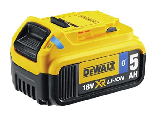 Image of Dewalt DCB184B-XJ Bluetooth Slide Li-Ion Battery Pack 18 Volt 5.0Ah, 18 V, Black/Yellow