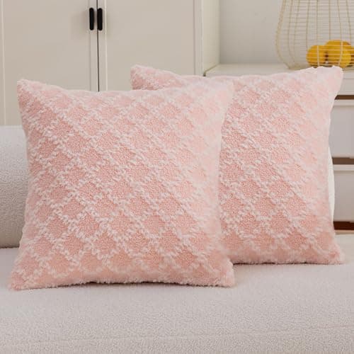 Image of Home Brilliant Blush Cushion Covers Pink 45cm x 45cm Decorations for Living Room Bedroom Sofa Girl Gift, Set of 2, 45x45, Soft Pink