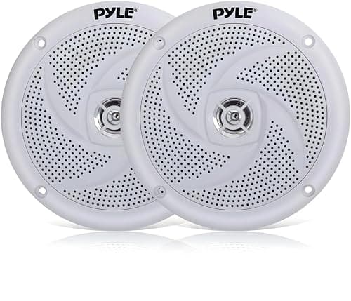 Image of Pyle Waterproof Marine Speakers 13.34 cm– 2-Way Weather-Resistant Outdoor Stereo Speakers, 180W Peak Power, Durable Polypropylene Cone & Cloth Surround, Marine Grade Audio System – 1 Pair (White)