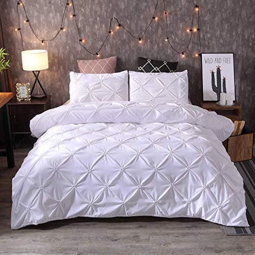 Image of Kinfolk Textile Pintuck Duvet Cover with Pillowcases Bedding Bed Set (White, Double)