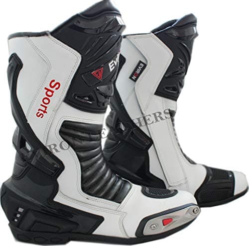 Image of EVIRON Motorcycle Motorbike Leather Boots Racing White Shoes Waterproof (Numeric_11)