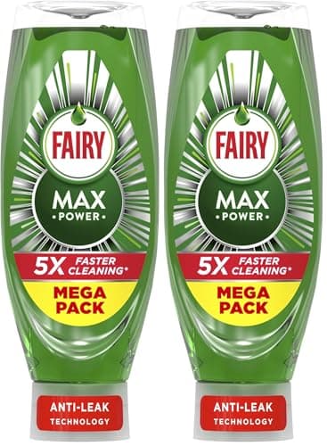Image of Fairy Max Power Washing Up Liquid 730ML, Easy and Effortless Cleaning, Even On Your Greasiest Pots and Pans (Pack of 2)