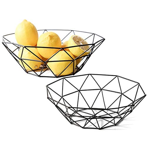 Image of Kingrol 2 Pack Metal Wire Fruit Bowl, Storage Baskets for Vegetables, Bread, Snacks, Potpourris