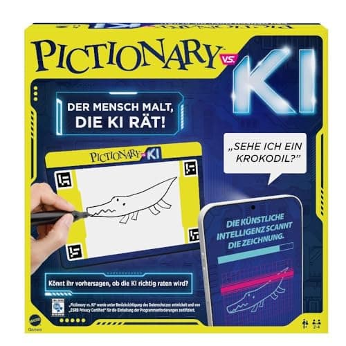 Image of Mattel Games Pictionary Vs. KI HYH74 The New Way to Play - Board Game with Artificial Intelligence, Sketch and Guess, Fun Game Night for the Whole Family, German Version