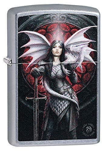 Image of Zippo Anne Stokes Dragon Warrior Street Chrome Pocket Lighter
