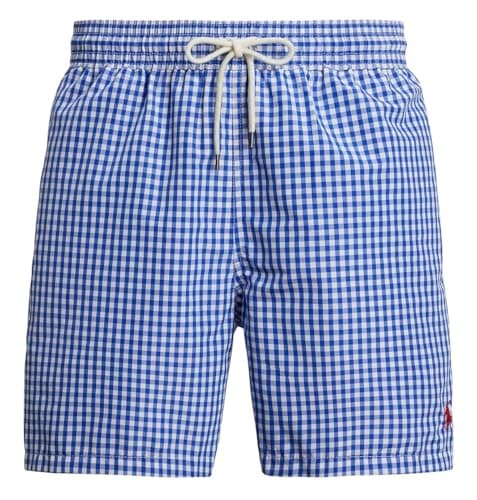 Image of Polo Ralph Lauren Men's Traveller Gingham Swim Shorts (UK, Alpha, L, Regular, Regular, Cruise Royal)