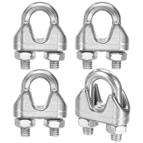 Image of M METERXITY 4-Pack Cable Clamps, M8 Stainless Steel 8mm Wire Rope Clip Thimble U Bolt Saddle Fastener for Diameter Cable Rigging/Sailing/Clothesline, Wire Clamps