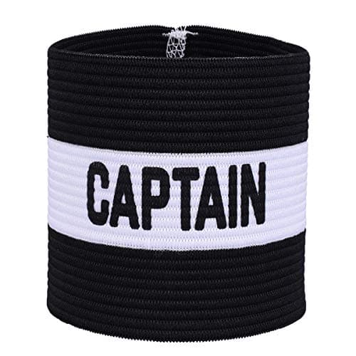 Image of VerteLife Classic Captain's Armband for Football Training, Adult & Youths Elastic Sports Arm Band Captain Armbands (Adult, Black)