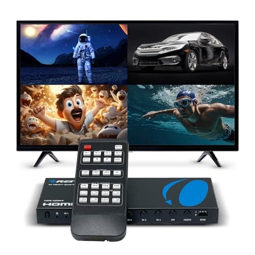 Image of Orei Quad Multi HDMI Viewer 4 in 1 Out HDMI Switcher 4 Ports Seamless Switcher and IR Remote Support 4K @ 30Hz 1080P for PS4/PC/DVD/Security Camera, Switch VGA Output - HDS-401MV