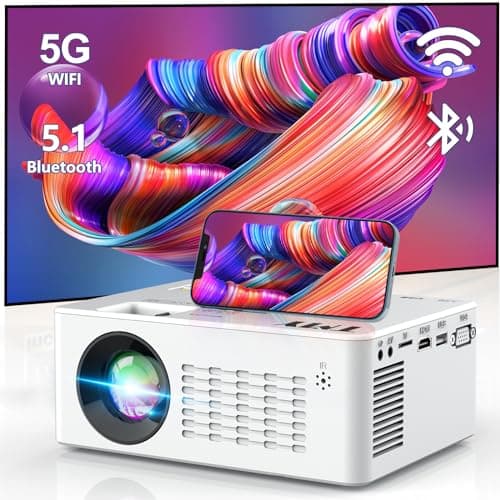 Image of TMY WiFi Projector with 120″ Screen, [200 ANSI - Over 7500 Lux Brightness], 1080P Full HD Enhanced Projector, Portable Projector Compatible with TV Stick HDMI USB for Home Cinema & Outdoor Movies.