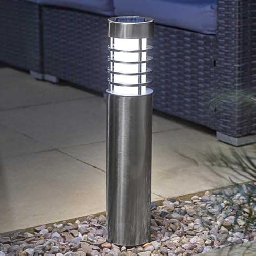 Image of Marco Paul Super Bright Bollard Stainless Steel Solar Powered Garden Lighting LED Outdoor Lights for Driveway Pathways