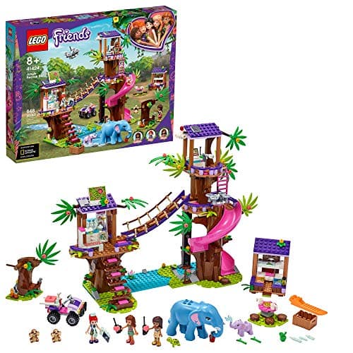 Image of LEGO Friends Jungle Rescue Base 41424 Building Toy for Kids. Playset Includes a Jungle Tree House; Adventure Fun Toy Comes with 2 Elephant Figures and Lots of Animal Rescue Kit, New 2020 (648 Pieces)