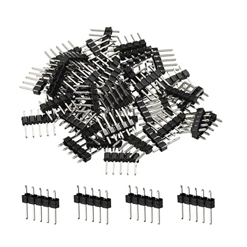 Image of sourcing map Straight Pin Header DIP Single Row 5 Pin 2.54mm Pitch Gold Plated for PCB Pack of 50