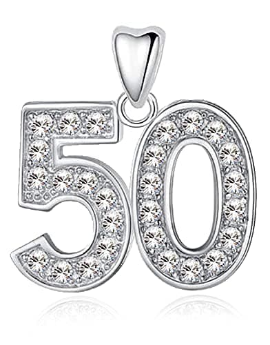 Image of 50 Charm Bead 925 Sterling Silver for Pandora Moments Women's Charms Bracelet & Necklace - 50th Happy Birthday Her Girls Women - Gift Box