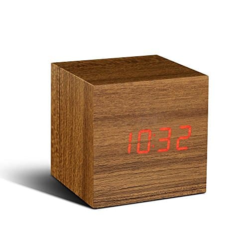 Image of Gingko Cube Click Clock Teak, GK08R4
