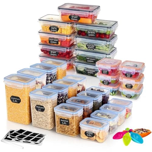 Image of Goldeluxe 31-Pack Food Storage Containers Set, Airtight & Leak-Proof, 100% BPA-Free Plastic Kitchen Storage Boxes with Lids, Stackable Pantry Containers for Meal Prep, Freezer & Microwave Safe