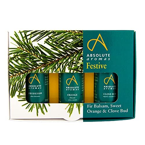 Image of Absolute Aromas Christmas Essential Oils Set - Pack of 3 x 10ml - 100% Pure Clove Bud, Sweet Orange & Fir Balsam Essential Oils