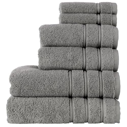 Image of Christy Antalya Large Bath Towels | Set of 6 | 100% Turkish Cotton | 600GSM | Soft Plush Luxury Towel Set | 2 Bath Towels 2 Hand Towels 2 Face Cloths | Quick Dry | Storm Grey