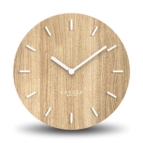 Image of Cander Berlin MNU 2730 B Silent Wooden Wall Clock 30 cm Modern Oak Veneer No Ticking Noise Kitchen Living Room Analogue Vintage