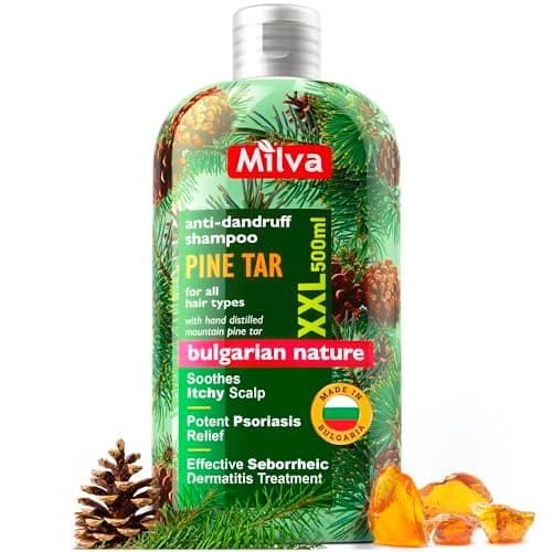 Image of Milva Pine Tar Shampoo for Seborrheic Dermatitis - 500ml Natural Dandruff Shampoo - Anti Dandruff Shampoo - Psoriasis Shampoo - Solution for Dry Itchy and Flaky Scalp Treatment