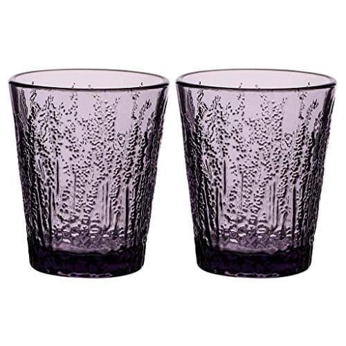 Image of Tea Light Holder Set of 2 Embossed Glass Tealight Candle Lantern Jars (Purple)