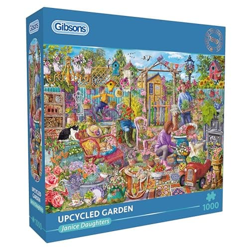 Image of Gibsons Upcycled Garden 1000 Piece Jigsaw Puzzle for Adults – Colourful Garden Inspiration Scene by Janice Daughters – Sustainable Premium Puzzle Made in UK/EU - Great Gift