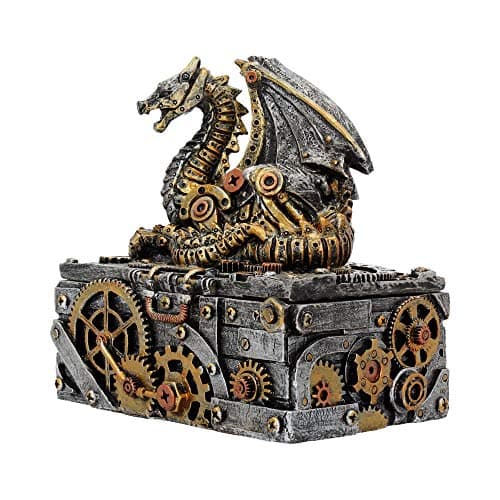 Image of Nemesis Now Steampunk Dragon Trinket Box 18.5cm – Secrets of the Machine Decorative Storage Box – Gothic Collectible
