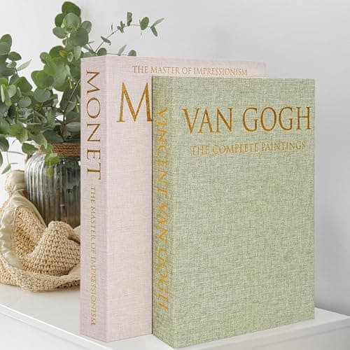 Image of Hiwhy Decorative Book Storage Box Set of 2, Stylish Decorative Books, Linen Faux Book Storage Box for Bookshelf, Coffee Tables, Home Decor, GrassGreen