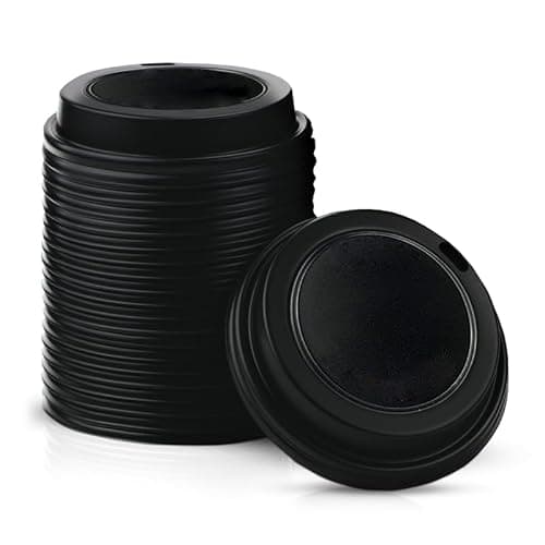 Image of We Can Source It Ltd – Black 8oz Plastic Sip-Through Lids for Paper Coffee Cups 80mm – Secure Fit and Spill Protection – Ideal for Coffee, Hot Drinks – Perfect for Events and Offices – Pack of 100