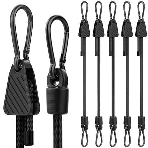 Image of Bungee Cords with Hooks, Upgrade 120cm Adjustable Bungee Cords with Carabiner Hooks, Easy to Adjust from 18 to 120 cm Long Bungee Straps with Clips Outdoor for Bike, Camping, Tarps, Truck, 6 Pack