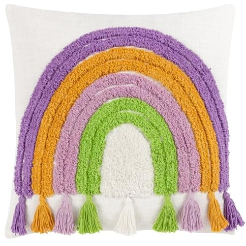 Image of Heya Home Rainbow Tassels Cushion Cover,Multicolour,45 x 45cm