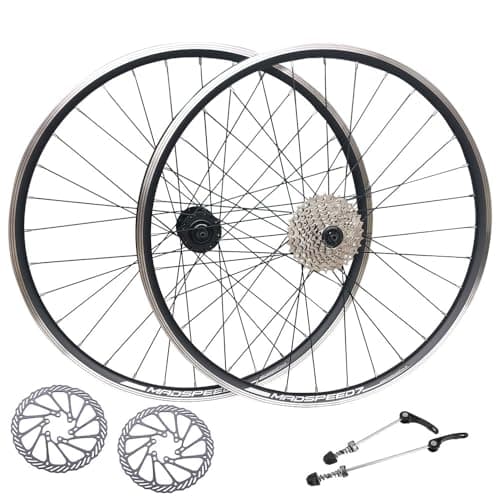 Image of QR 27.5" 650b (ETRTO 584x19) MTB Mountain Bike Wheel Set + 8 Speed Cassette (11-32t) + 160mm Disc Brake Rotors - Sealed Bearings Hubs (Very Smooth Hubs) - Double Wall Rims - 32x Black Spokes