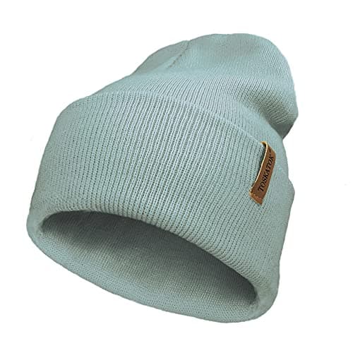 Image of TOSKATOK Unisex Ladies Soft Feel Turn up or Slouch Knit Beanie Hat Warm Winter Woolly Hat Aqua