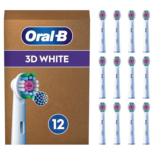 Image of Oral-B Pro 3D White ORIGINAL Electric Toothbrush Head,X-Shaped Bristles and Unique Polishing Cup for Teeth Whitening and to Remove Surface Stains,Pack of 12 Toothbrush Heads,Suitable for Mailbox,White