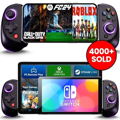 Image of MAJESTECH NEW D8 Mobile Gaming Controller for iPhone/Android/iPad/Tablet, Play Xbox Cloud, Playstation Remote Play, Steam/PC, Switch! RGB Hall Joystick/Trigger Wireless Bluetooth Phone Game Controller