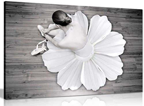Image of Black & White Wall Art Ballerina Dancer Canvas Wall Art Picture Print (18x12in)