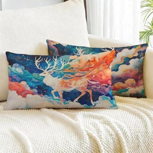 Image of Pillow Cases 2 pack Color Cushion Covers 50 x 80 Animal Velvet Double Sided Printing Outdoor Cushion Covers Waterproof Decorative Throw Pillow Covers for Garden Furniture Patio Bench Decor m00-344